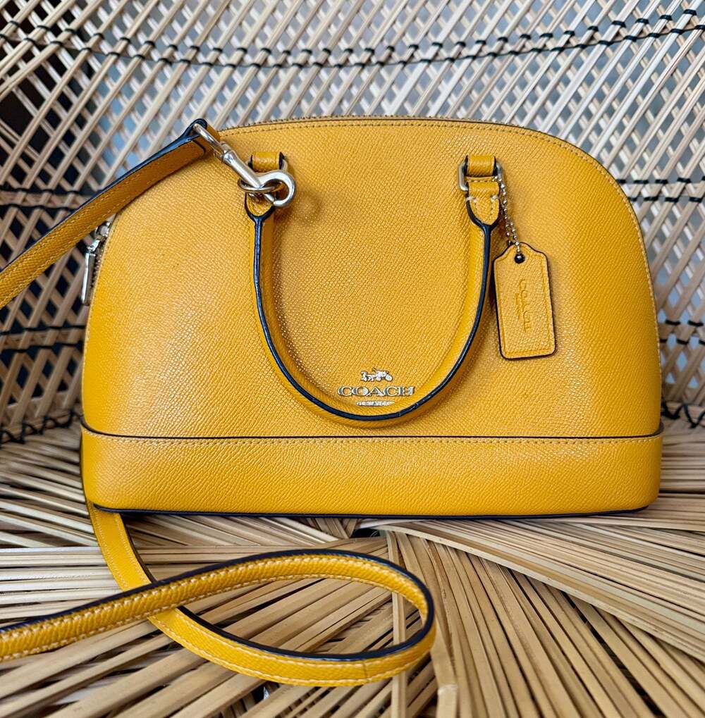 Coach  Sierra Carryall Crossbody Bag in Mustard Yellow Crossgrain Leather